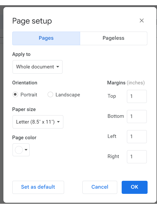 Change Margins in Google Docs